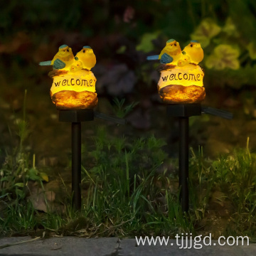 Solar Dual Bird Resin Ground Plug In Lamp